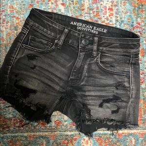 American Eagle Black Distressed Shorts